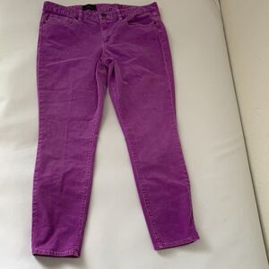 J. Crew Corduroy Ankle Pants Women 32 Bright Purple Toothpick Stretch Preppy Fun